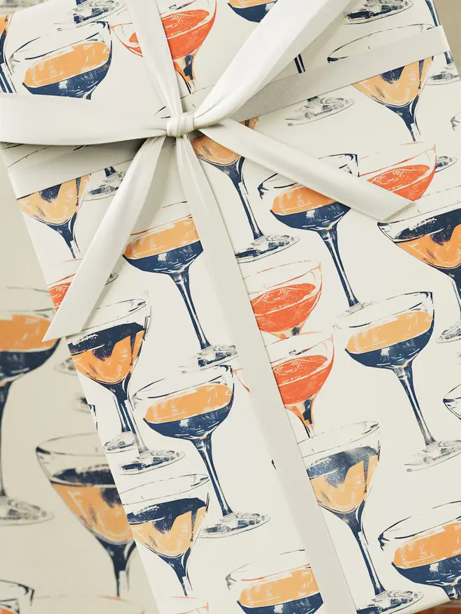 Champagne Celebrations Block Print Wrapping Paper