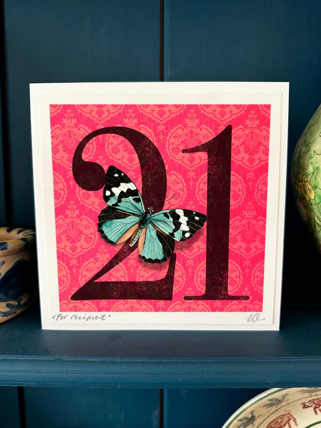 21st birthday butterflygram displayed in home