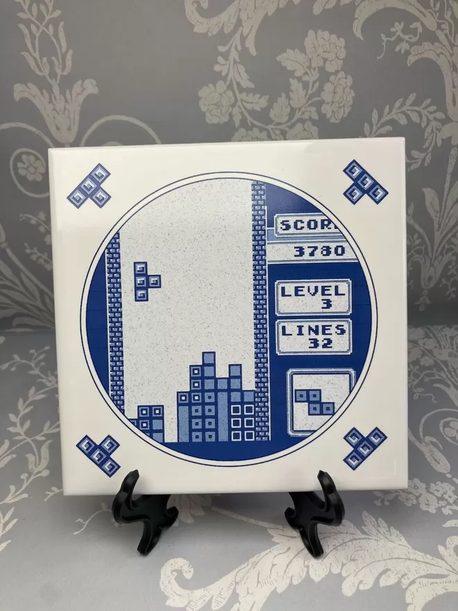 Hand Printed Delft Style Tetris Tile