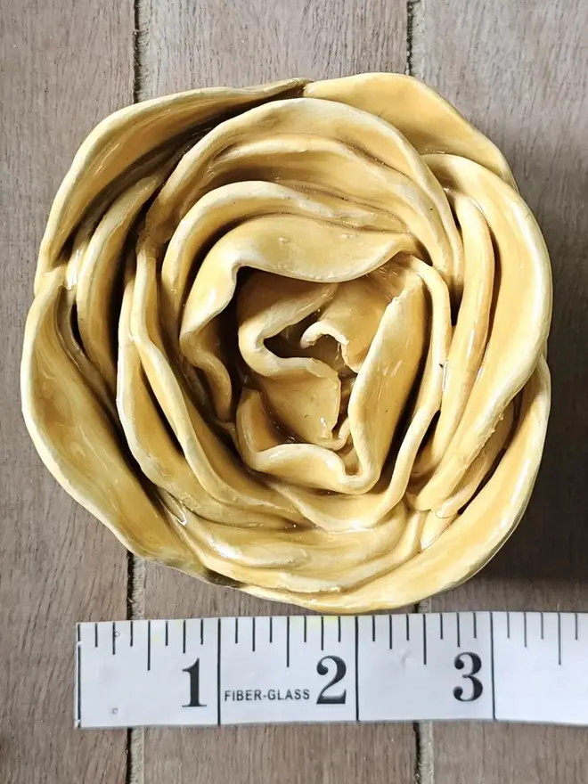 yellow ceramic flower peony collectors pottery gift for botanist flower lover fine art ceramics