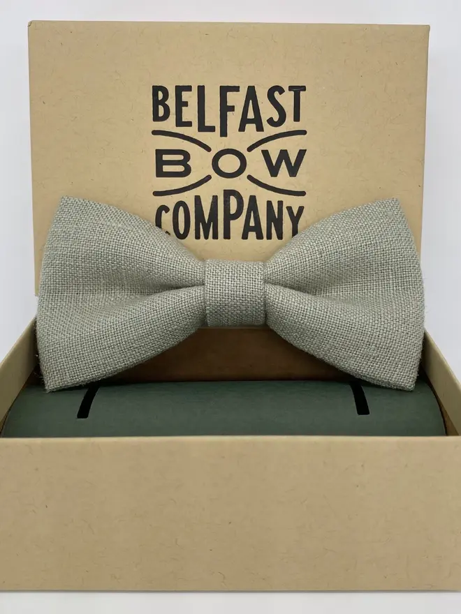 light sage irish linen bow tie