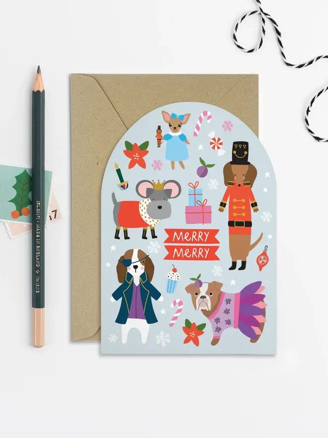 'Merry Merry' Nutcracker Dogs Christmas Card