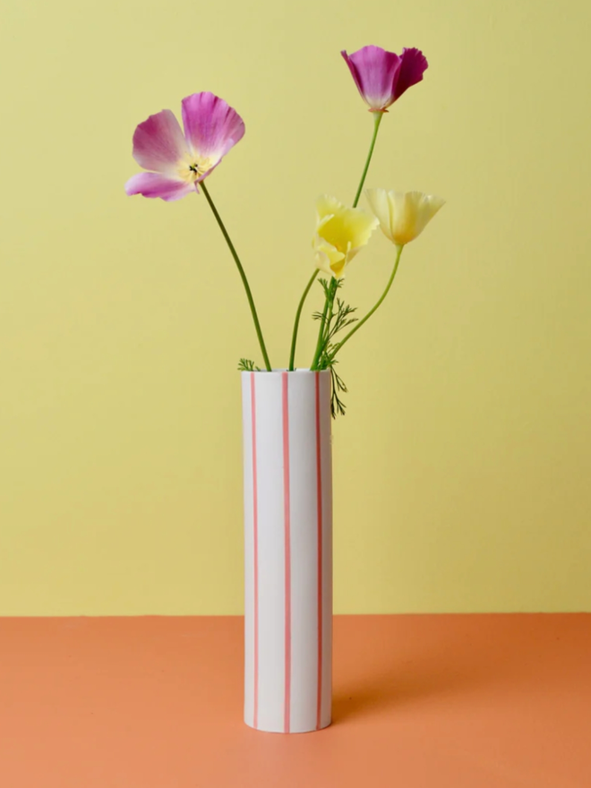 Striped Vase. A pink striped vase.
