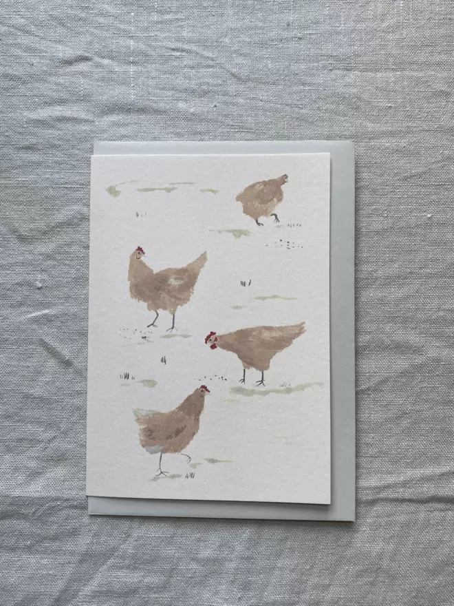 greetings card with chickens on