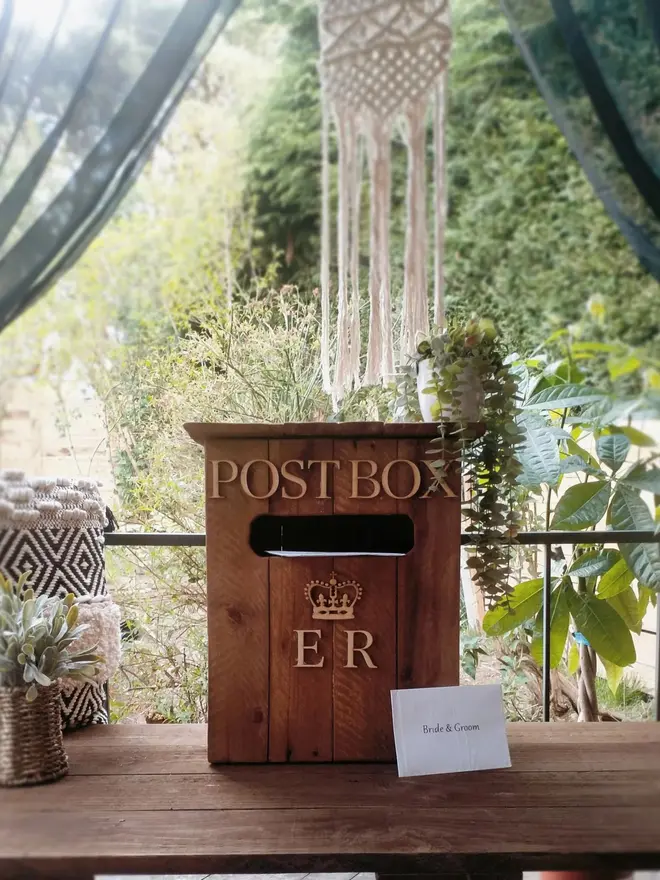 Wooden Wedding Post Box Cards Holder