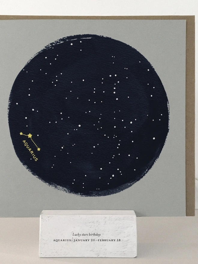 Aquarius Zodiac Constellation Birthday Card