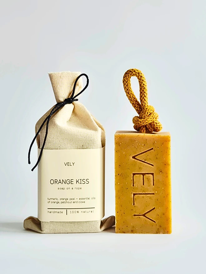 Soap on a rope "Orange Kiss" with Orange essential oil