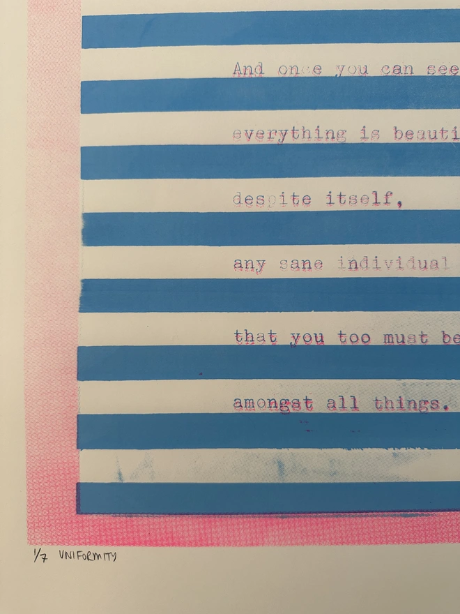 'Uniformity' Original Limited Edition Sweet Nothing Screenprint