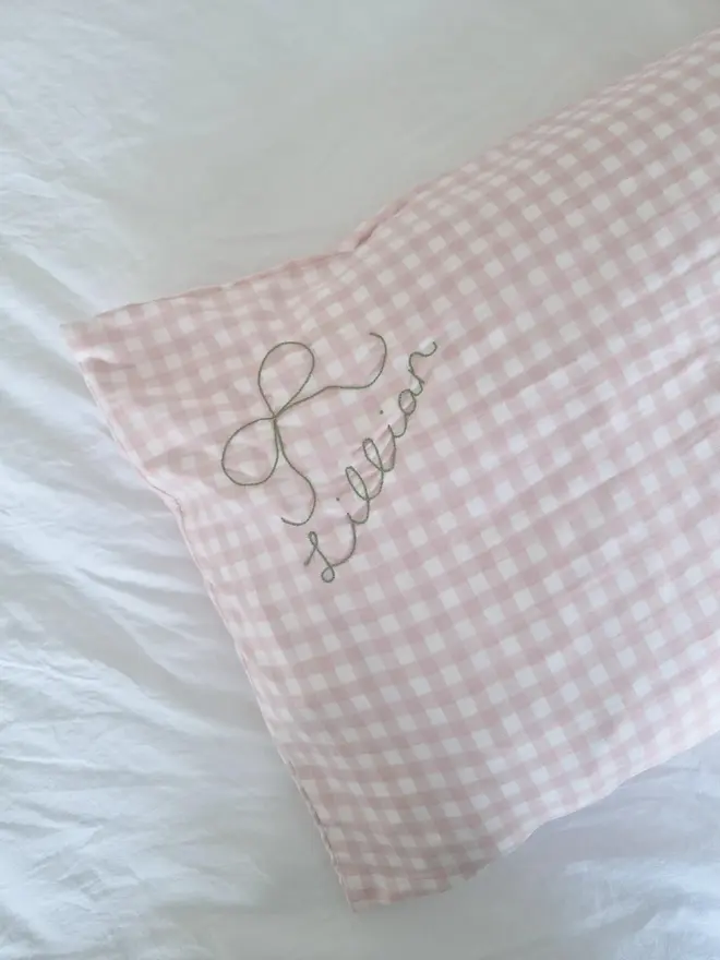 Personalised Hand Embroidered Name Pillowcase