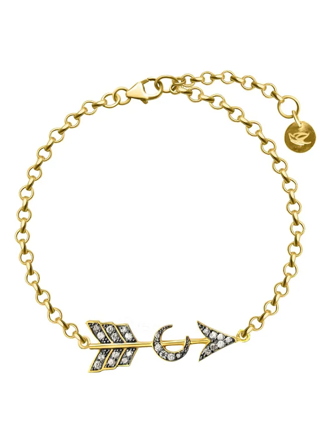 'The Louise' Diamond Arrow & Moon Bracelet