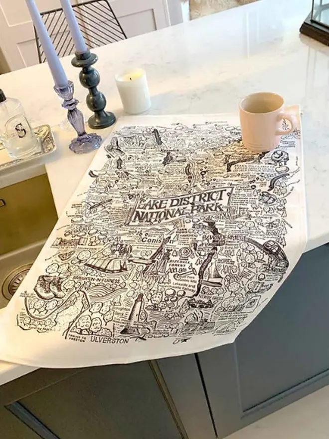 Lake District Print Tea Towel Being Used