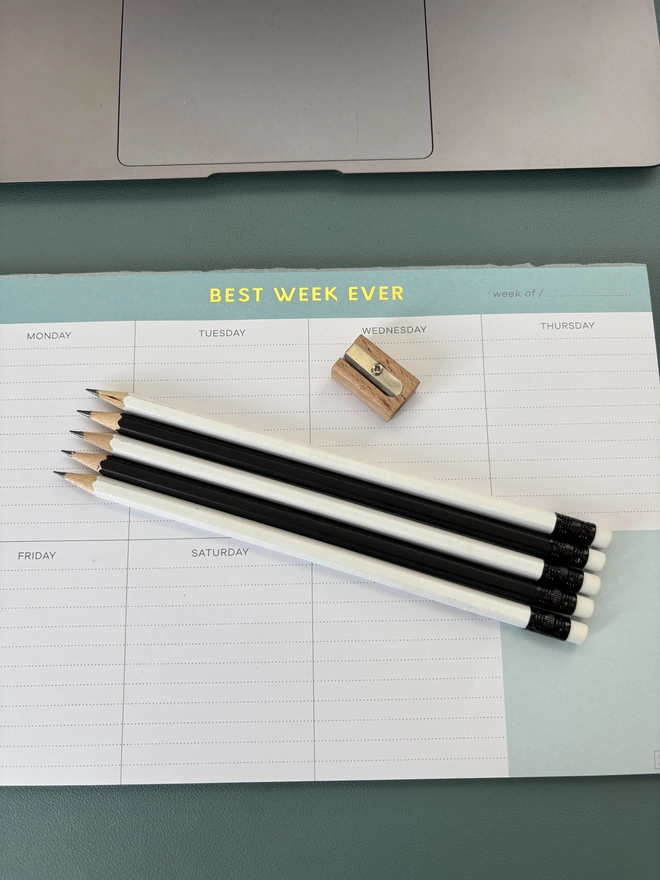 Personalised Monochrome HB Pencil Set: Black & White Foil