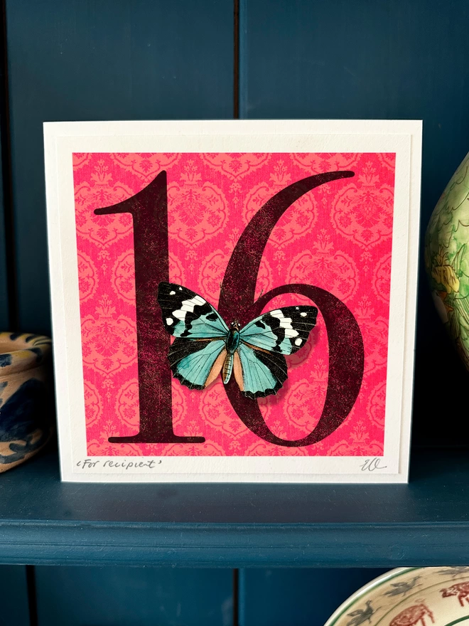16th birthday butterflygram displayed in home