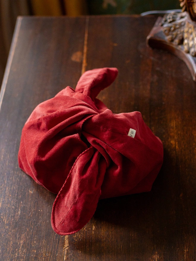 make up bag to show how the ties secure the bag together for travel