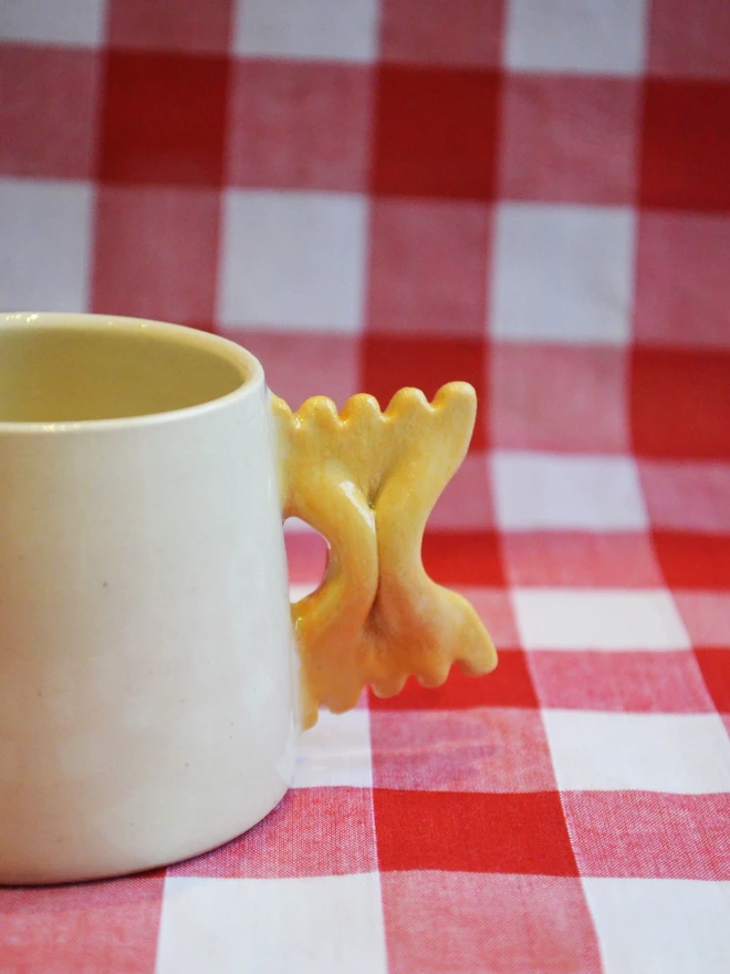 Alice Makes Pottery handmade farfalle pasta espresso cup tapered detail
