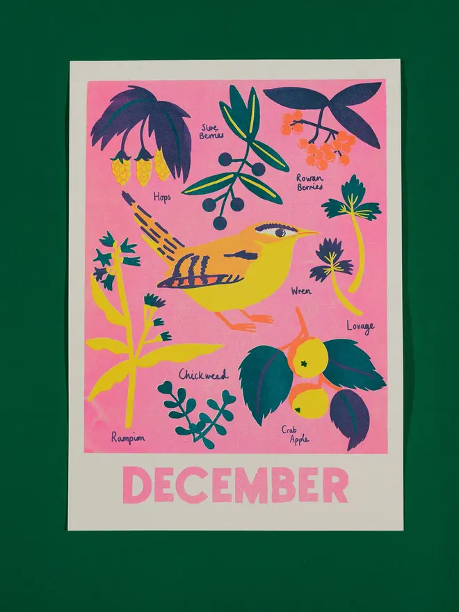 'December' Month Forage Print
