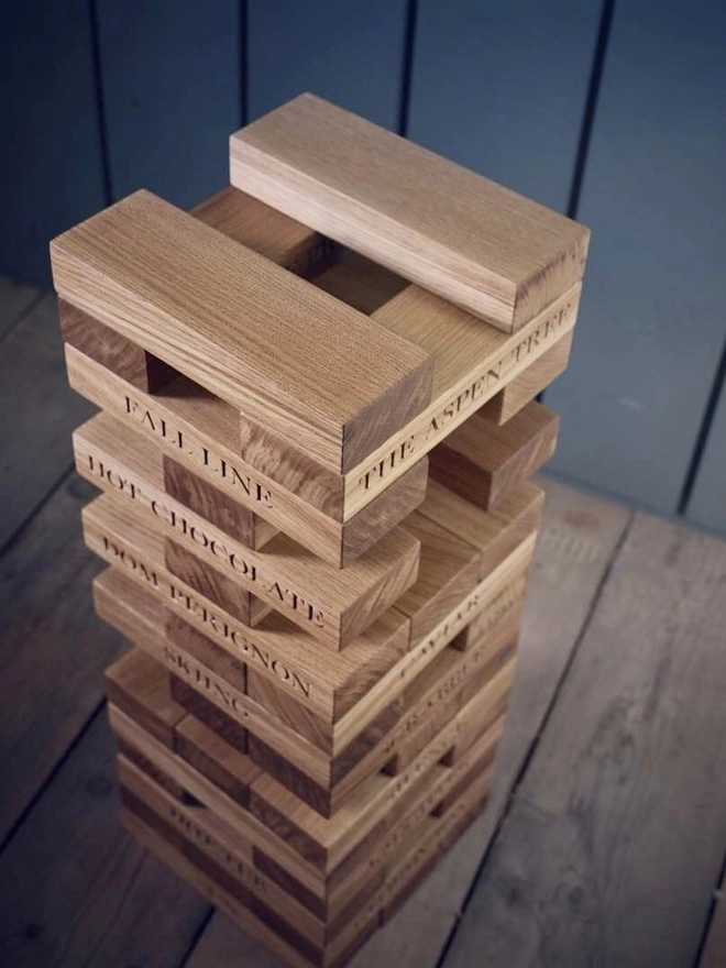 Personalised Oak Jenga Set