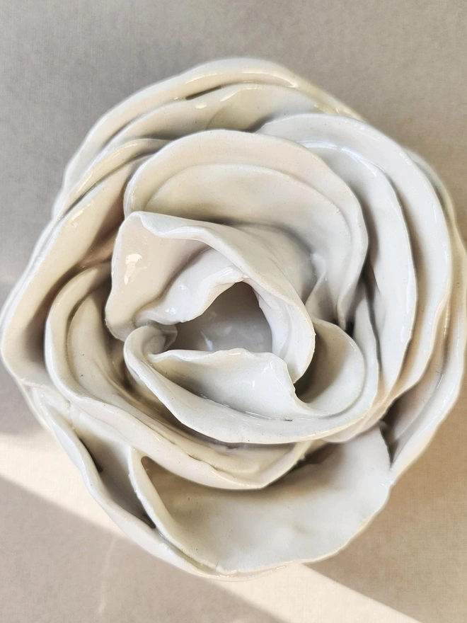 white ceramic flower art for wall pottery gift handmade unique modern interior decor