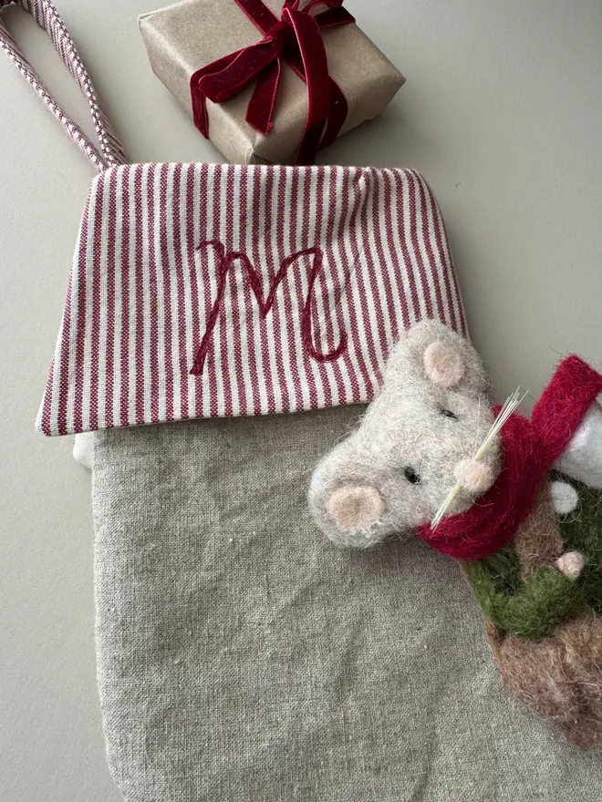 Striped Mini Christmas Stocking.
