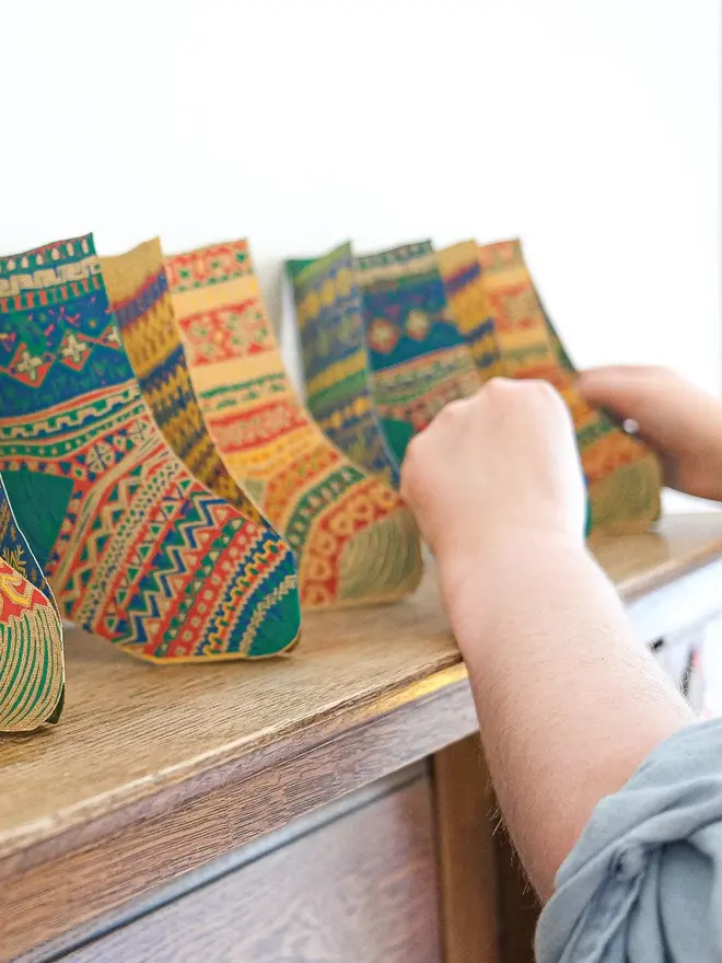 christmas stockings concertina garland