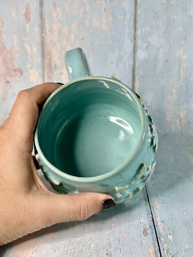 Festive Turquoise Snowflake Ceramic Mug
