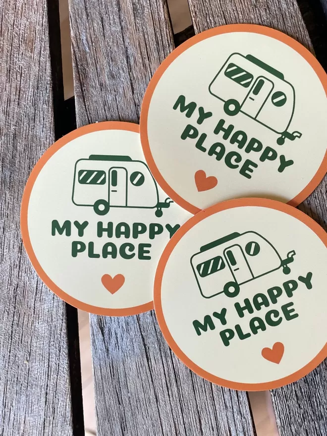 My Happy Place Vinyl Caravan Sticker