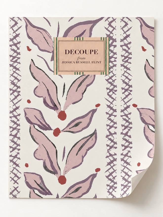 pale pink leaf stripe wallpaper