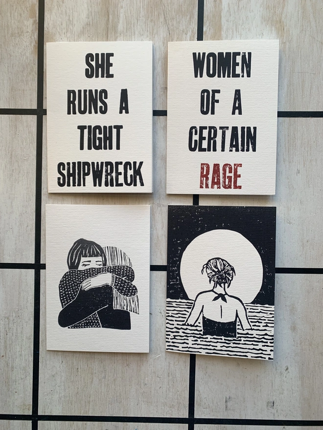 Greetings cards set women focussed 