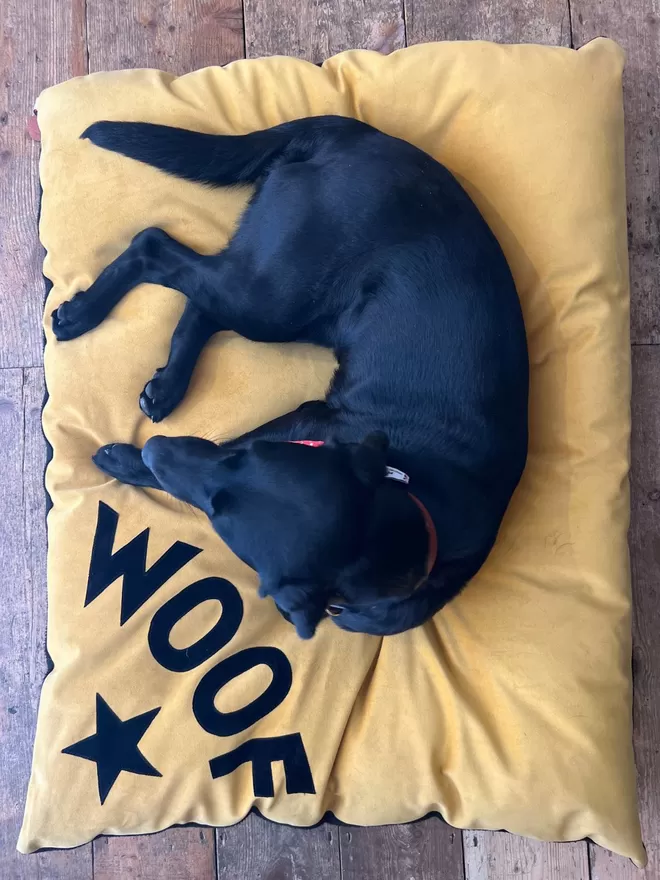Large Mustard Yellow Labrador Cushion Dog Bed