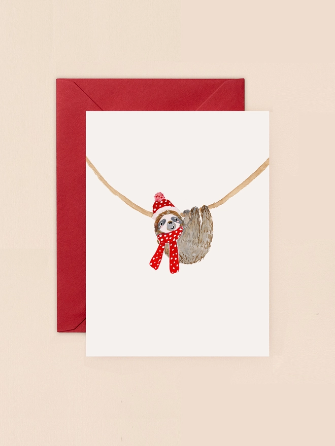 Sloth Mini Christmas Card