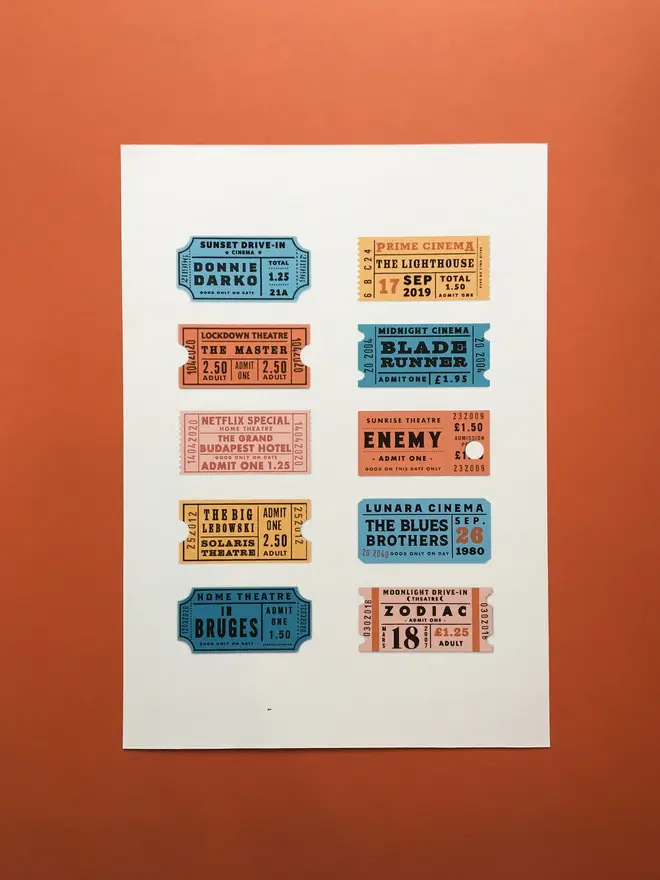 a3 personalised cinema ticket print