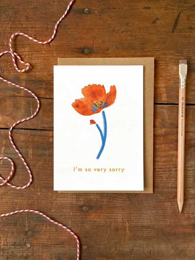 so very sorry illustrated flower card