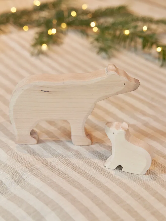 Wooden Christmas polar bear toy