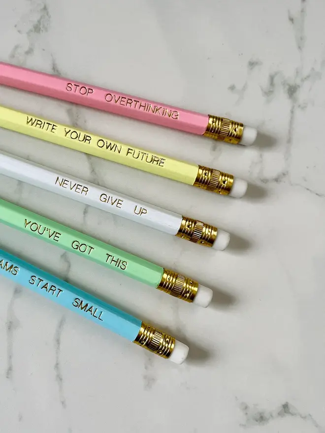 Positive Inspire-Me Female Entrepreneur Pencils (Set Of 5)