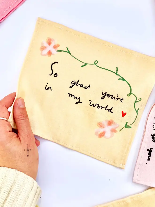 So glad you're in my world organic cotton handkerchief