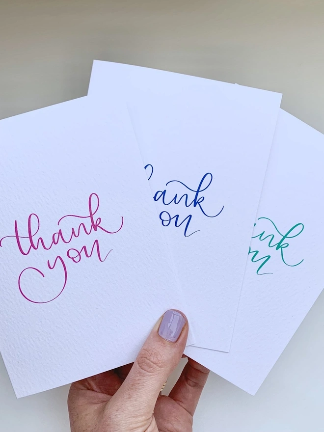 Thank You Cards in Swirly Font