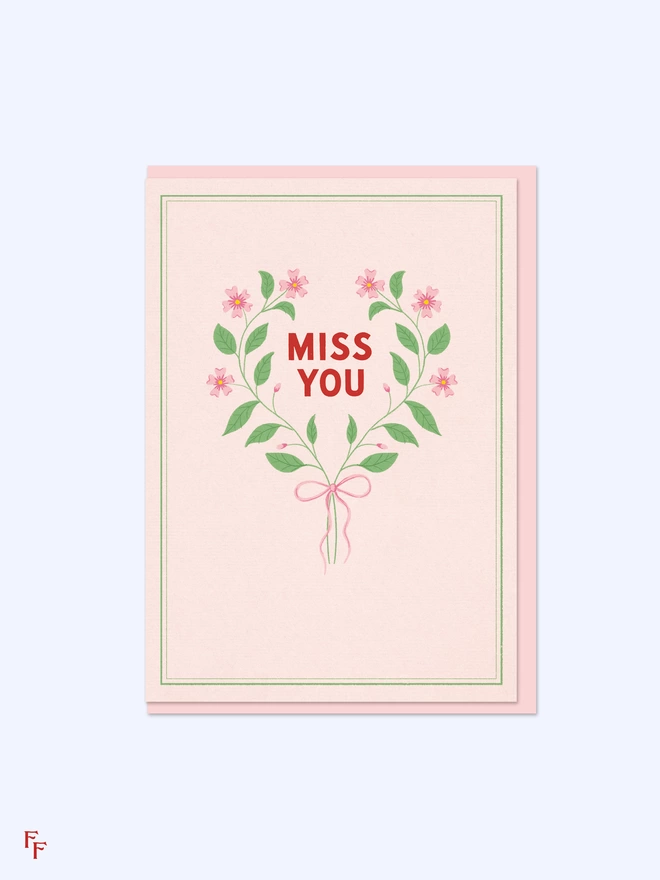 'Miss You' Floral Charity Greeting Card  by Flora Fricker