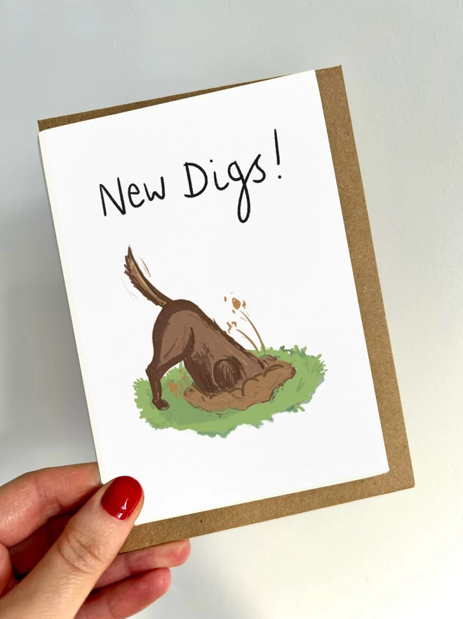 new home dog card chocolate