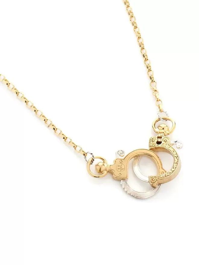 handcuff necklace yellow gold, cropped cut out