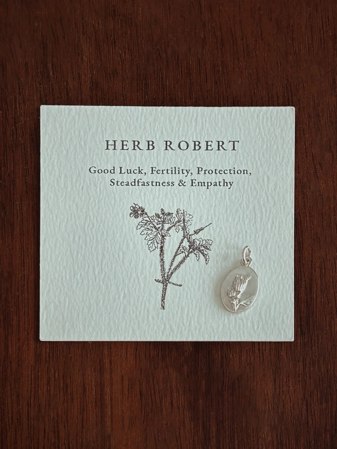 Sterling Silver Herb Robert Medal Charm
