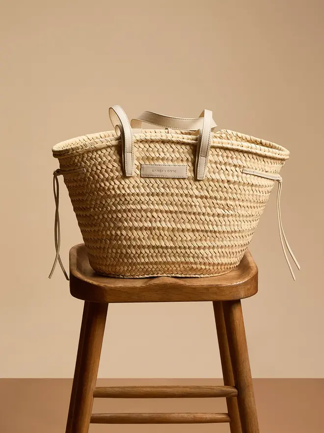 Pampelonne Maxi Crème Palm Leaf Basket