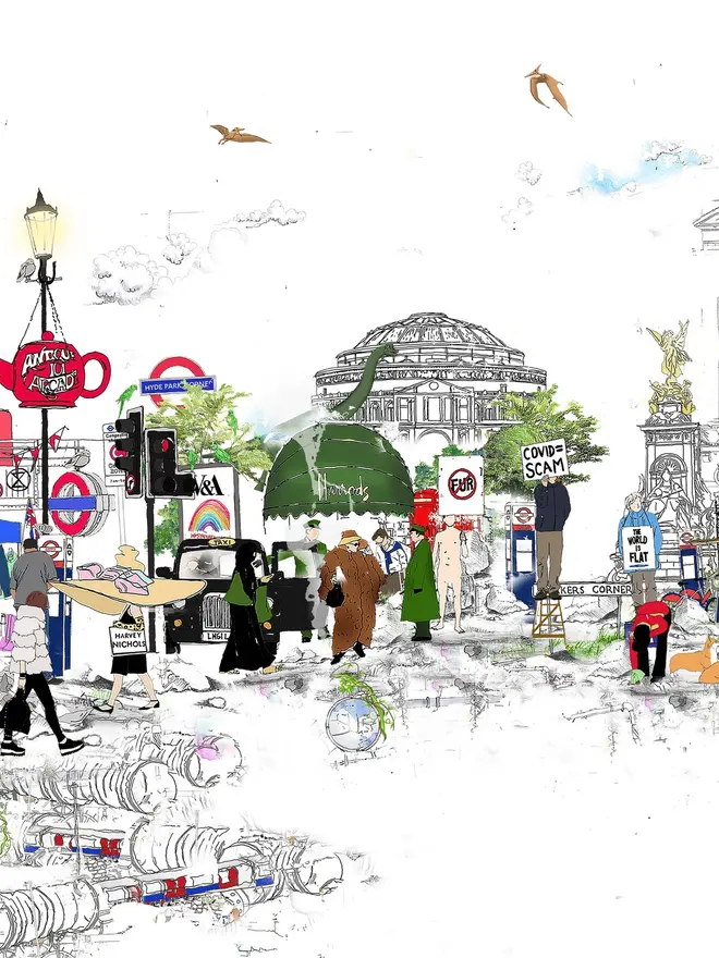 London To New York Panoramic View 2022 Print