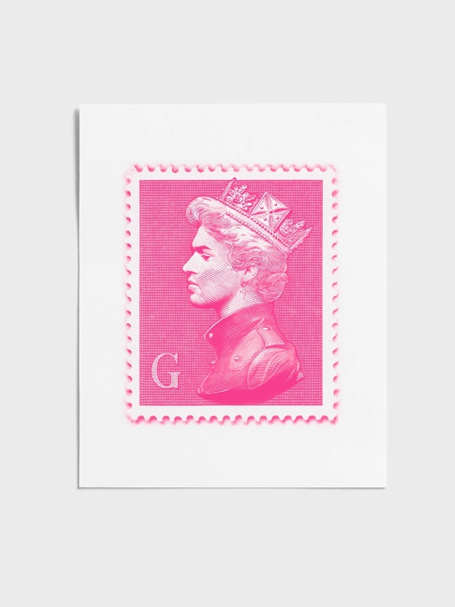 Pink George Michael Mini Stamp Art Print - Unframed