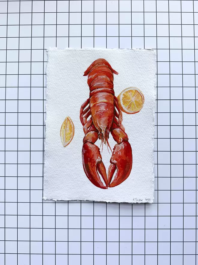 Lobster and lemon original painting 