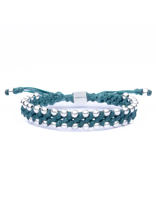 aqua green rope bracelet for men