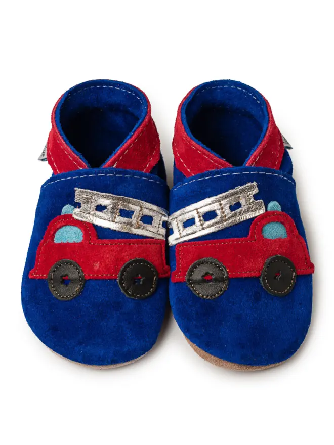 firetruck baby shoe cobalt