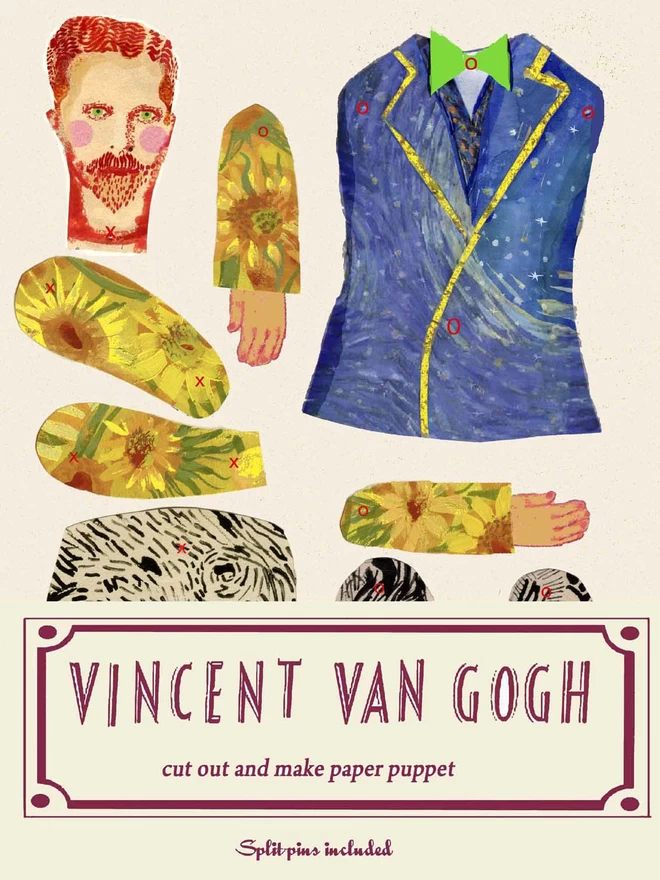 Vangogh photographed as in packet form ready to be assembled with title banner running across the front of the packet.