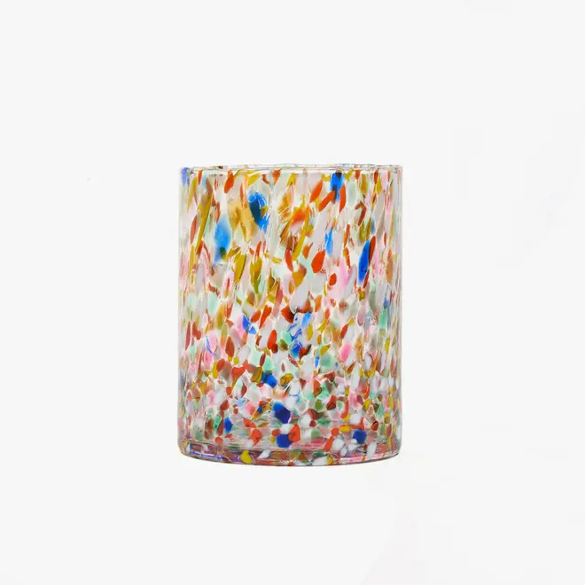 straight murano glass tumbler in 'multi speckle' with rainbow speckles