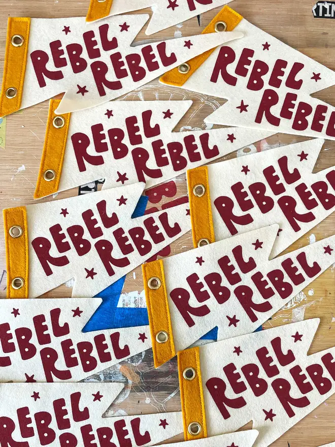 rebel rebel felt mini pennant flag