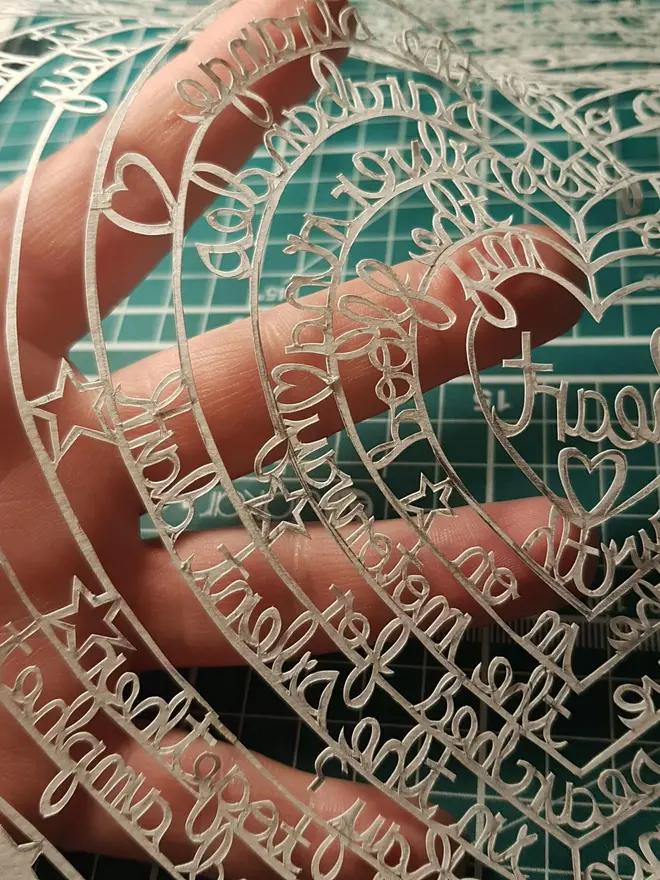 Personalised Lyrics Or Love Note Paper Cut